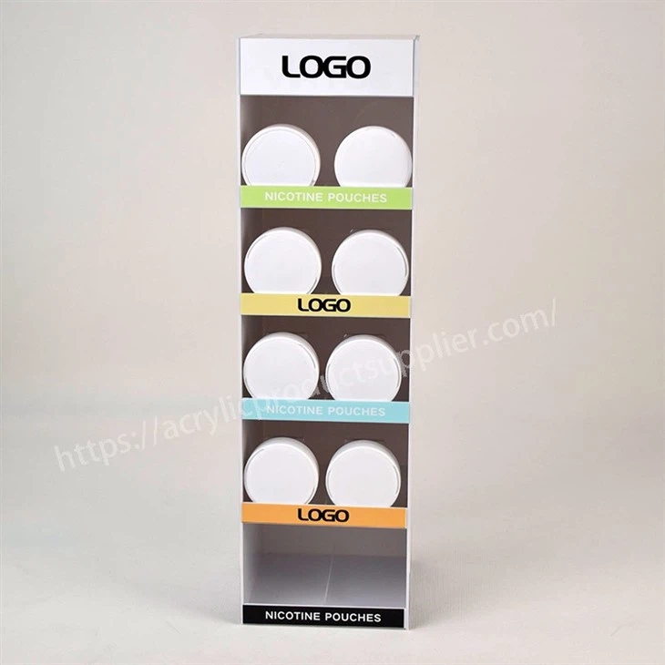 4 Layers PVC Nicotine Pouches Display Rack With Pusher